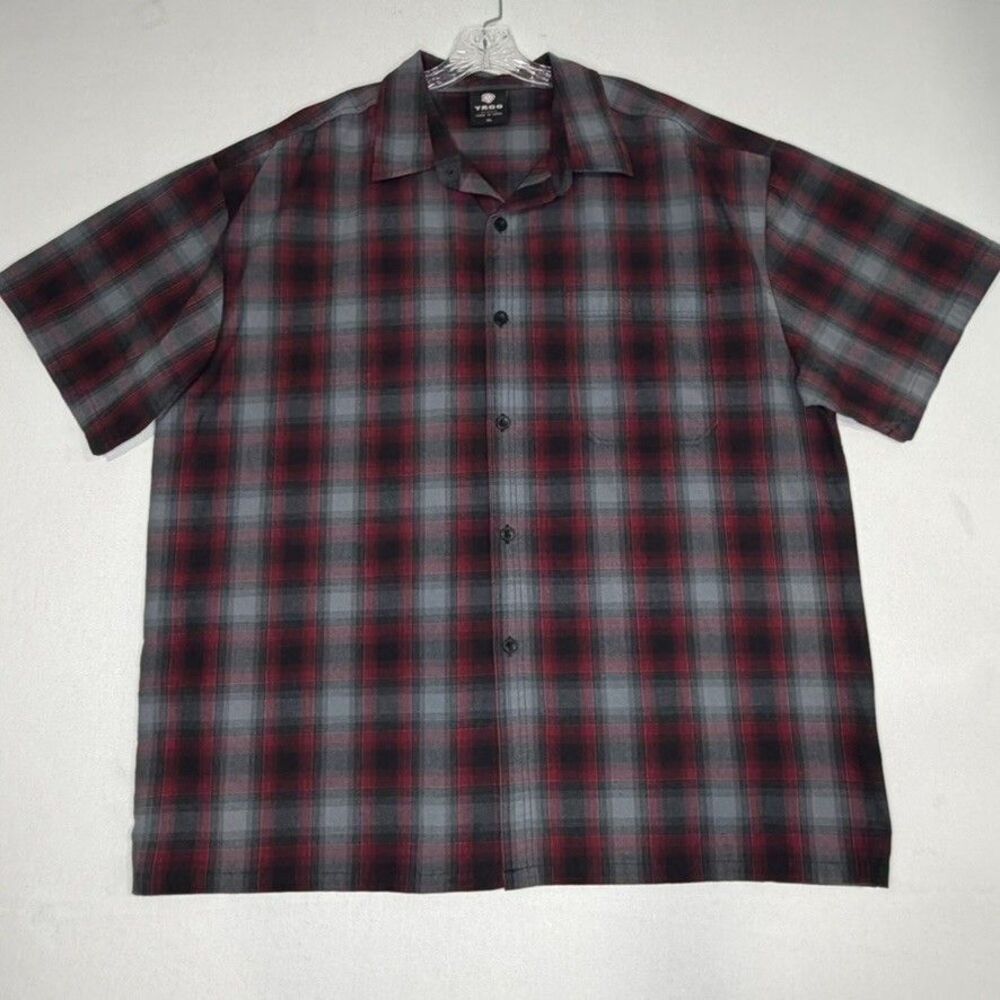 Yago Flannel Short Sleeve Size Red/Gray/Black Plaid